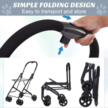 Розкладний візок для собак та котів, 2-ярусний, для кількох тварин, блакитний