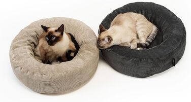 LucyBalu® Квіткове ліжко для котів - м'яке, зручне, для маленьких та великих котів | Ліжко-гніздечко для котів | Зручне ліжко для котів | (Антрацит)