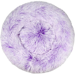 М'яке кругле ліжко для собак та котів Lukery з плюшу, зручне кільцеподібне лежання для маленьких, середніх та великих тварин (70см, фіолетовий)