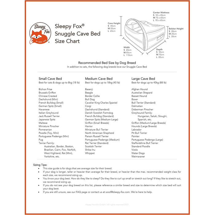 Sleepy Fox® Преміум Печера-ліжко для собак та котів - Нагороджений, запатентований дизайн (Medium: 85w x 75d x 55h cm, Сірий велюр)