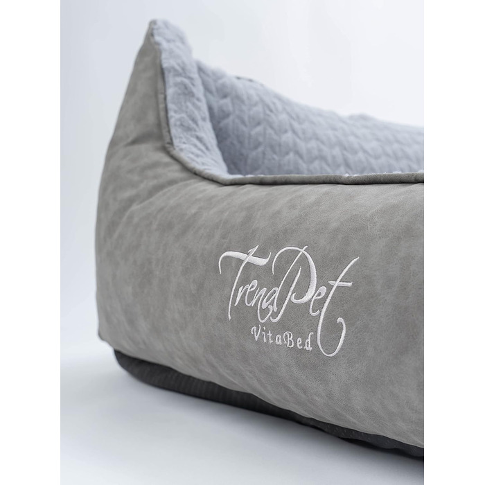 TrendPet VitaBed Style - ортопедичне ліжко для собак, штучна шкіра, плюшеве (100x90 см, сірий)