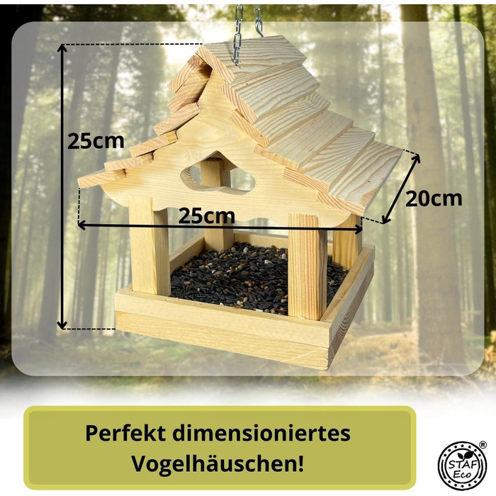 Дерев'яний годівничка для птахів на балкон, стійкий до погодних умов, ручної роботи, для саду та балкону