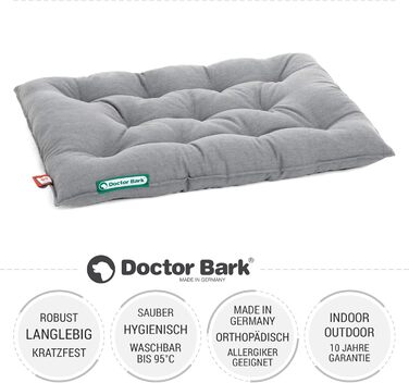 Ортопедичне собаче ліжко Doctor Bark Urban - для середніх собак, 70x50 см, сірий колір, Made in Germany. Можна прати до 95°C, міцне, для дому та вулиці.