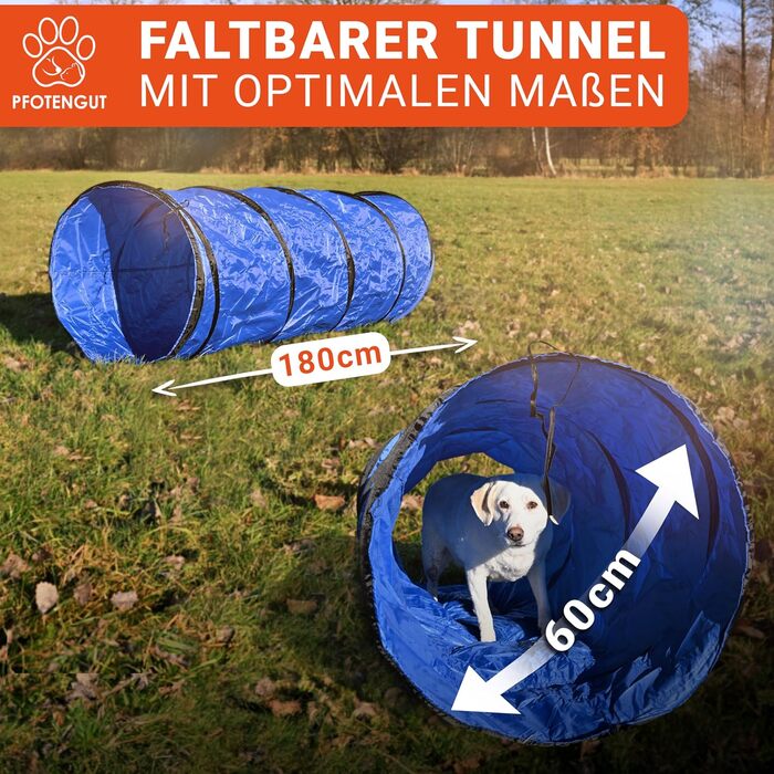 Набір для дресирування собак PfotenGUT® Agility Set [11 предметів] - універсальний набір для аджиліті з тунелем, слаломом та іншим обладнанням для тренування та спорту з собаками - з аксесуарами та сумкою для транспортування (Великий)