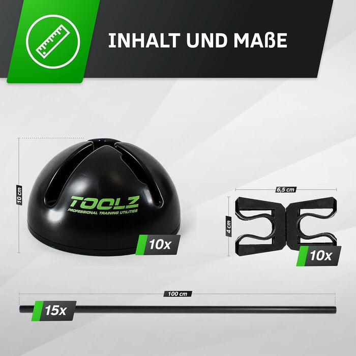 Набір для координації TOOLZ (5 шт.) – Сітка для спритності, тренувальні стійки та кліпси для паркур, слалом та стрибки – Набір для координації з сумкою