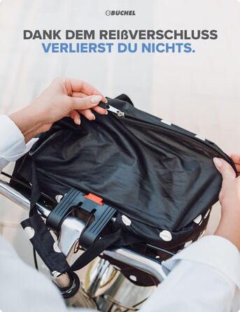 Фридріх Бухель Кошик для велосипеда спереду | Сумка для покупок | Складаний | Кошик для велосипеда з експрес-кріпленням для швидкого встановлення та зняття | Кошик для велосипеда спереду, кошики для велосипедів, велосипедна сумка, аксесуари для велосипеда