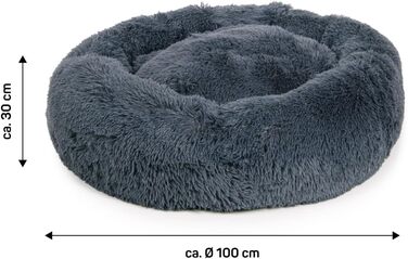 Кругле ліжко для собак Ceddie - м'яке, зручне, темно-сіре, діаметр 100 см