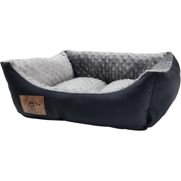 Ліжко для собак Odolplusz: корзина, лежанка, диван для маленьких собак | з наповнювачем з силіконових кульок | гіпоалергенне | 50x40 см (чорний + мінки сірий)