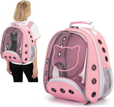 Рюкзак для котів та маленьких собак PETCUTE, рожевий, до 6 кг, знімний килимок, прозоре вікно, для подорожей