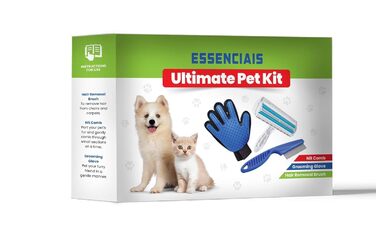 Набір для догляду за тваринами Ultimate Pet Kit: рукавичка для видалення шерсті, гребінець від бліх, щітка для грумінгу. Підходить для собак та котів