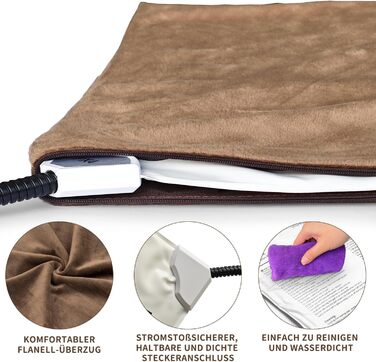 Килимок грілка для тварин NAMOTEK з регулюванням температури та таймером, вологостійкий, 70x40 см, коричневий