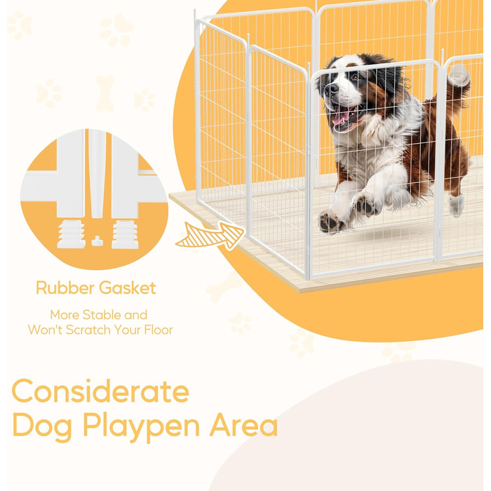 Вольєр для собак HealSmart, 61 см, 8 панелей, міцний метал, портативний, для дому та вулиці, кемпінг, подвір'я, автодом, садовий загін, приватність, тераса, білий