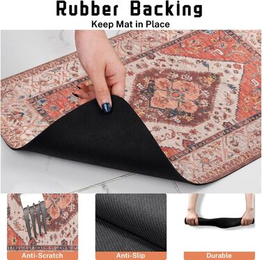 Килимок під годівницю для котів та собак, водонепроникний, 43.2 x 76.2 см, Boho, Етно, Оранжевий