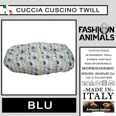 М'яке лежаче ліжко для собак та котів Ovales – Комфортний килимок для тварин, Made in Italy, блакитний (Chiwa)