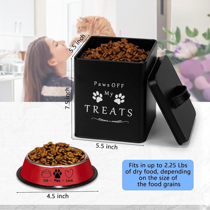 Контейнер для корму для котів Meraki Home, матовий чорний