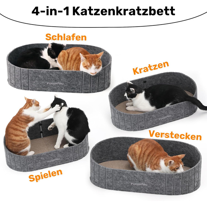 Кразборт для котів FUKUMARU, 61 см, крафтовий, у формі дивану, з круглими накладками, сірий