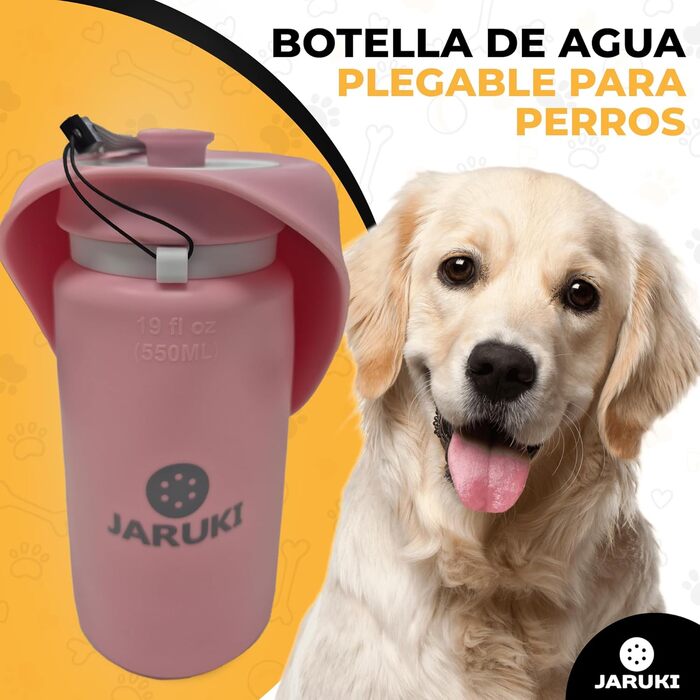 Складаний миска-поїльник для собак JARUKI, 550 мл, рожевий, BPA-free