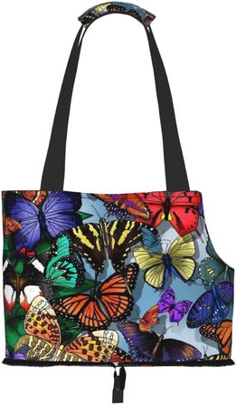 Сумка-переноска для собак, легка та зручна, з принтом метеликів. Підходить для маленьких тварин.