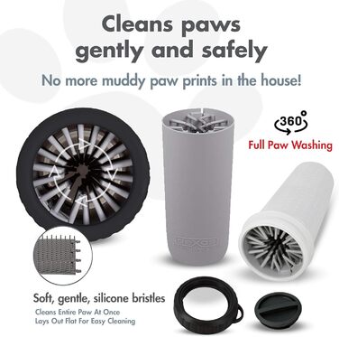 Dexas MudBuster: портативний очищувач лап для собак, розмір M, сірий, з кришкою