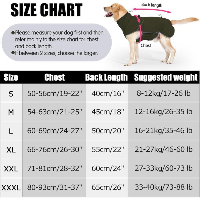 Зимовий водонепроникний теплий одяг для собак Heywean: куртка з кільцем D, флісова підкладка, одяг для собак, куртка для собак, жилет для собак, одяг для маленьких, середніх та великих собак, зелений