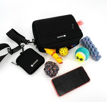 Сумка для ласощів для собак COOWONE - водонепроникна сумка для прогулянок з інтегрованим диспенсером для пакетів, чорна