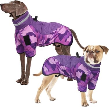 Відбиваюча куртка для собак великих порід, зимова водонепроникна тепла куртка-манта для собак, жилет для собак з D-початком для активного відпочинку, спорту та полювання (4XL, фіолетовий)