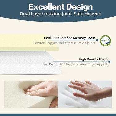 Ліжко для собак Sytopia XXL з Memory Foam, 17.8 см товщиною, велике, ортопедичне, для собак старше 45 кг, водовідштовхувальний та пральний чохол, внутрішнє вкладення, блакитний колір