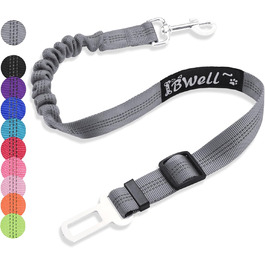 Автомобільний ремінь безпеки для собак IBWell з еластичною стрічкою-амортизатором, сірий, 70,1 см