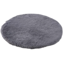 Кругла килимок для собак і котів з штучного хутра, 80 см, сірий - зручний, миючий, нековзний