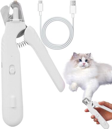 Електричний триммер для нігтів собак і котів з LED-підсвічуванням | Триммер та шліфувальник для догляду за лапами та цуценятами | Білий