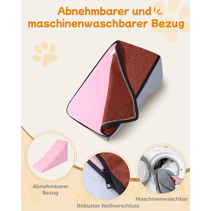 Сходинки для собак 5-ступеневі, 60 см - для дивана та високого ліжка, з антиковзким покриттям, підходять для маленьких тварин та котів з артритом
