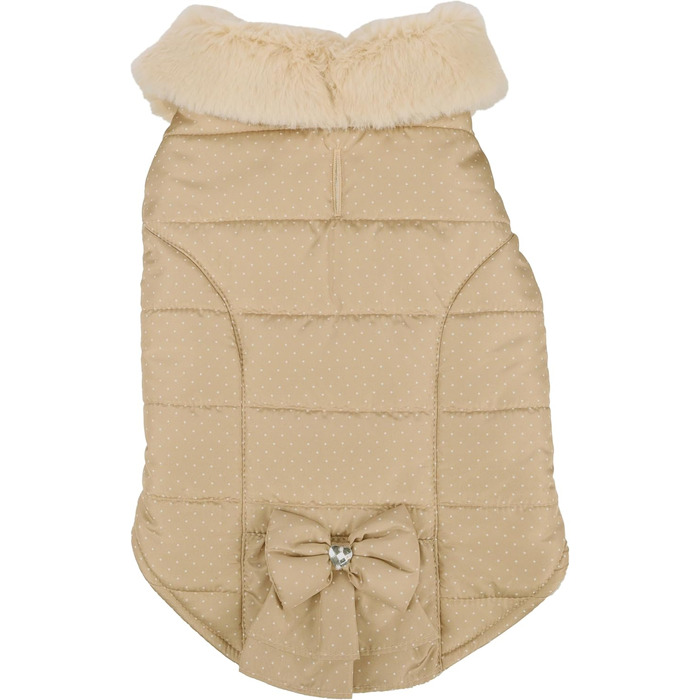 Жакети для собак Flamingo Guzzi з м'якого флісу з бантиком, 30 см, ідеально підходять для маленьких порід, таких як чихуахуа, йоркширський тер'єр, пудель (БЕЖЕВИЙ 30см)