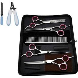 Набір для грумінгу собак та котів: професійні ножиці, тример, щітка, кусачки для нігтів, сталь