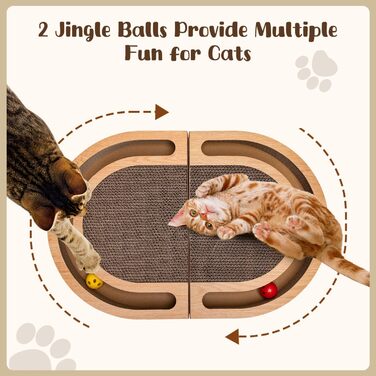 Nobleza Драбина-кіготь для котів велика 2-в-1, розкладна з іграшкою-м'ячиком та котячою м'ятою - високоякісна XXL драбина-кіготь для кількох котів, 60x40 см