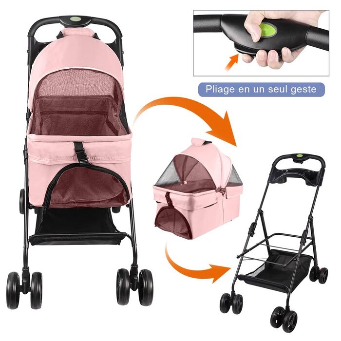 Візок для собак та котів OHMG Hundebuggy: компактний, складаний, до 25 кг, з сіткою та тримачем для напоїв (50 x 65 x 99 см)