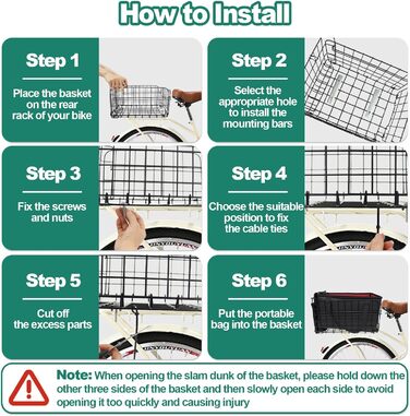 Задній знімний кошик для велосипеда, металевий складний багажник, вантажопідйомність 22 кг, кошик для перевезення тварин та продуктів, з внутрішньою кишенею, універсальний тримач для велосипедів та електровелосипедів