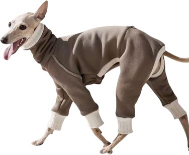Зимовий одяг для собак породи Віндхаунд: теплий флісовий комбінезон/мантійка, 4 лапи, розмір 4XL (колір: коричневий)