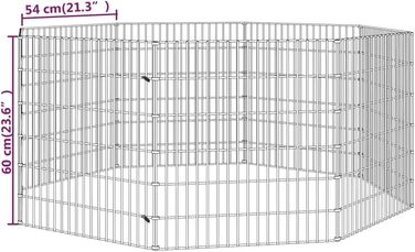 Клітка для кроликів vidaXL, 8 панелей, 54x60 см, оцинкована сталь, вольєр для домашніх тварин
