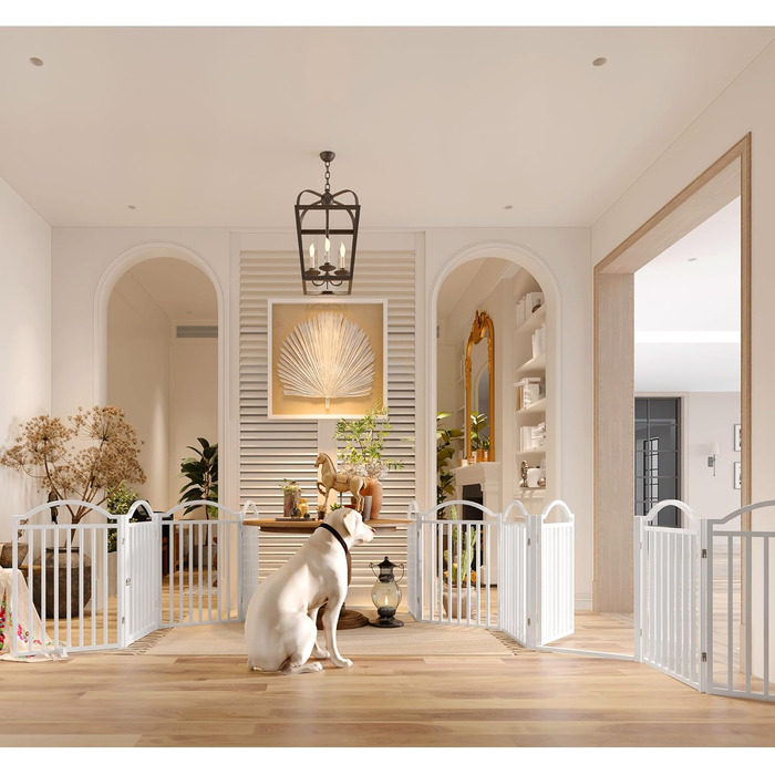 Металеве вольєр для собак BHG Freistehendes Hundegitter, без монтажу, з дверцятами, 243,8 x 81,3 см, білий, 4 панелі