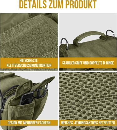 Шлейка для собак OneTigris з рюкзаком Hoppy Camper 3.0, зелена, для середніх та великих собак. Рюкзак для собак з 2 основними та 4 додатковими кишенями