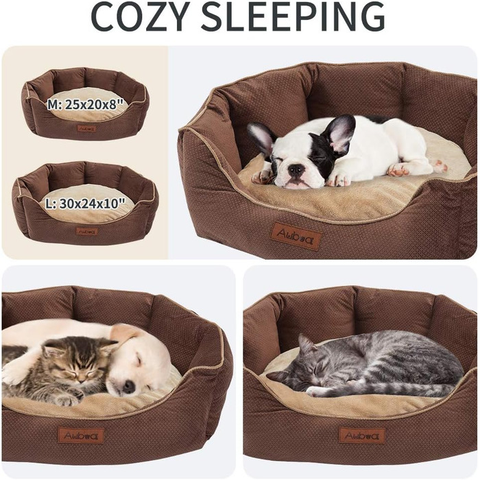 Кругле ліжко для котів та маленьких собак, зручне, з антиковзким покриттям Twill, коричневе, машинне прання