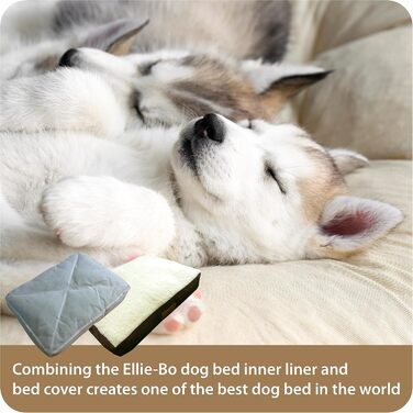 Ліжко для собак Ellie-Bo XXL 117x75x10 см, м'яке, пране, штучний велюр і овчина, наповнювач поліестер, для клітки 122 см, коричнево-біле
