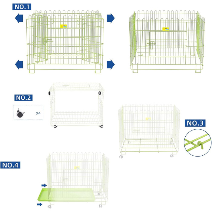 Клітка для собак, переноска для собак, складана з металу, біла. Підходить для маленьких та середніх собак. З піддоном та коліщатками.