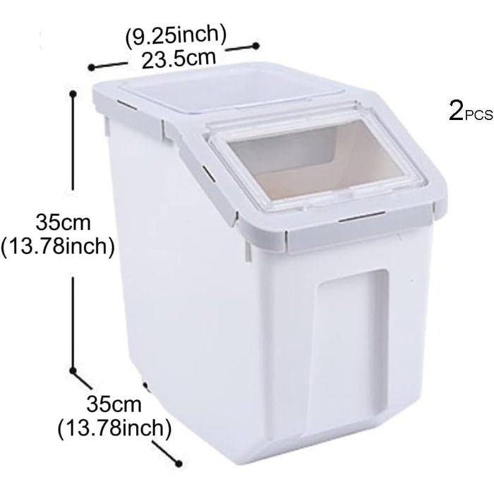 Контейнери для зберігання корму для тварин RUIAN, 2 шт. (сірий, рожевий, зелений) - ємності для сухого корму, зерна, рису, борошна з мірним стаканчиком та лопаткою на коліщатках