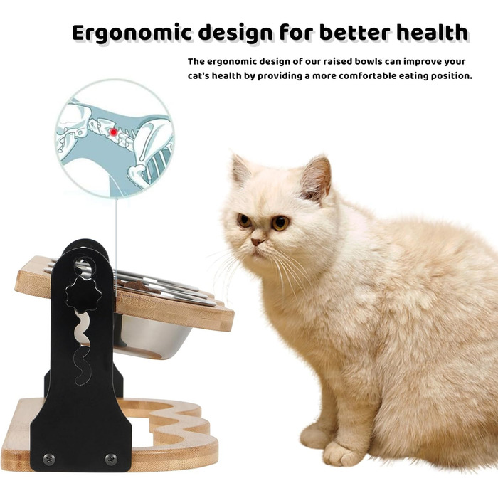 Набір мисок для котів та цуценят 3 шт. з регульованою висотою - Ергономічна годівниця з нержавіючої сталі