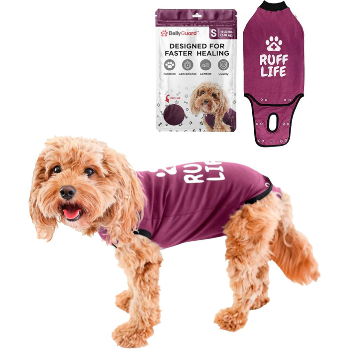 Захисний боді для собак після операції (для сук та кобелів), боді після кастрації, альтернатива нашийника (каштанового кольору, розмір S)