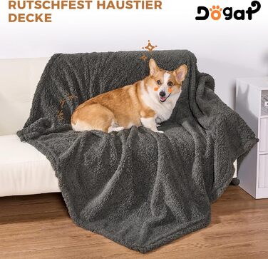 Водонепроникний килимок для собак, миючий, 120 x 100 см, двосторонній, для собак та котів середніх та великих порід, захист дивану та ліжка, м'який фліс Sherpa та фланель, сірий L (120 x 100 см)