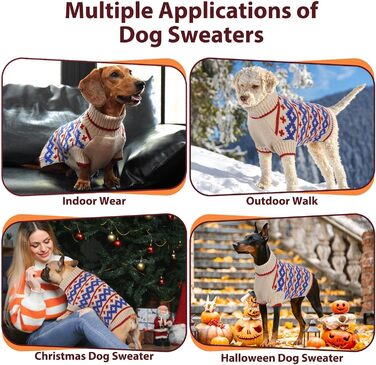 Пуловер для собак середнього та великого розміру, в'язаний пуловер з отвором для повідка, теплий, з коміром-стійкою, на Новий Рік, для хлопчиків та дівчаток XXXL, абрикосовий