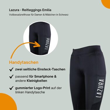 Лазура - Ріддінгінси для жінок та дівчаток Емілія | Повний силіконовий покрив | Ріддінгінси з двома кишенями для телефону | Доступні у п'яти кольорах | Розміри 116-176 та 34-46 (116, Чорний)