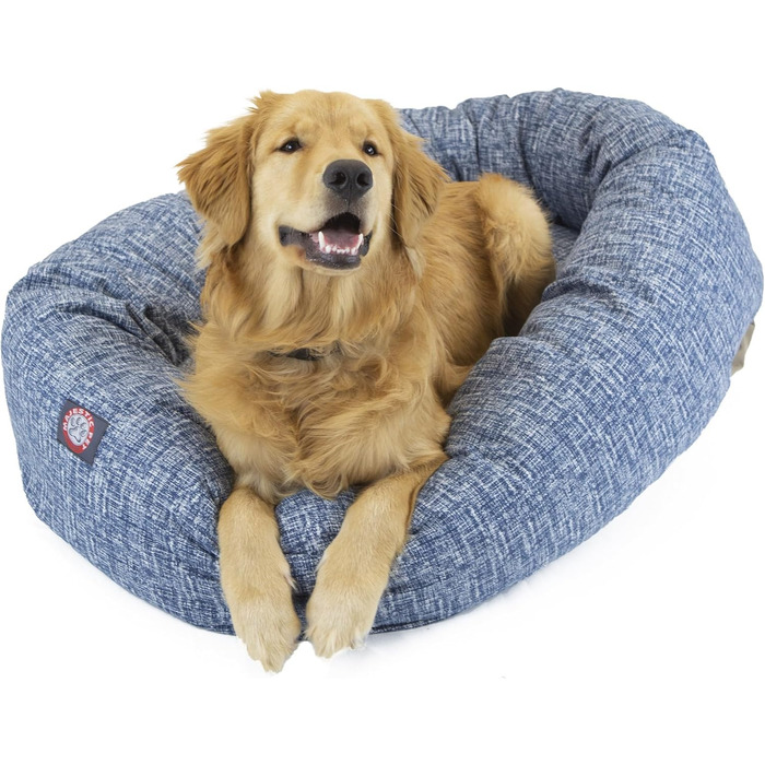Кругле ліжко для собак Majestic Pet Bagel 61 см - м'яке, зручне, з підтримкою хребта, для відпочинку, блакитне